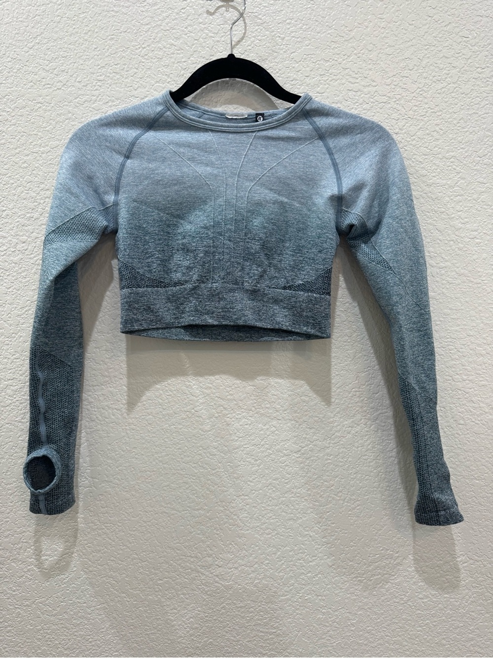 AYBL Heathered Blue Long-Sleeve Seamless Crop Top